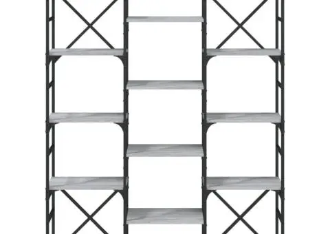 Bibliotecă, gri sonoma, 127,5x28,5x172,5 cm, lemn prelucrat - 5/5