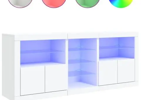 Servantă cu lumini LED, alb, 181,5x37x67 cm - 5/5