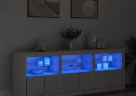 Dulap cu lumini LED, alb, 181,5x37x67 cm - 1/5