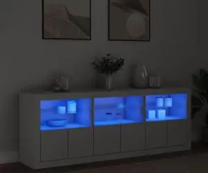 vidaXL Dulap cu lumini LED, alb, 181,5x37x67 cm