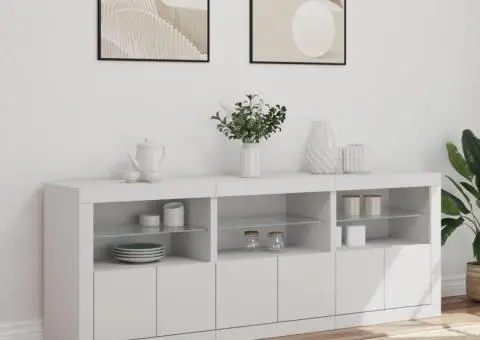 Dulap cu lumini LED, alb, 181,5x37x67 cm - 3/5