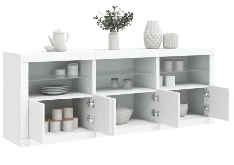 Dulap cu lumini LED, alb, 181,5x37x67 cm - 4/5