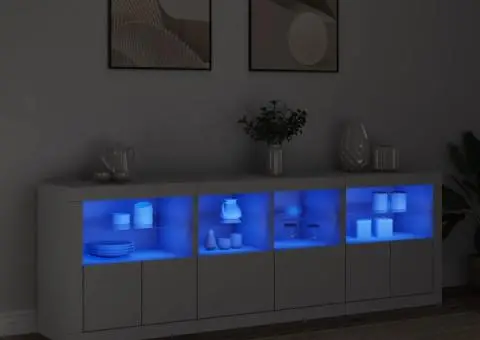 Dulap cu lumini LED, alb, 202x37x67 cm - 1/5