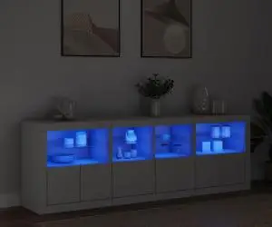 vidaXL Dulap cu lumini LED, alb, 202x37x67 cm