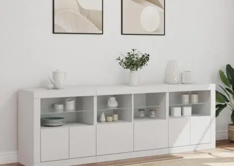 Dulap cu lumini LED, alb, 202x37x67 cm - 3/5