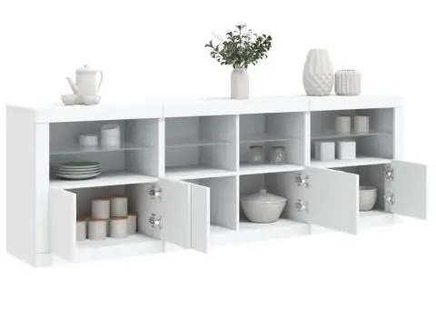 Dulap cu lumini LED, alb, 202x37x67 cm - 4/5