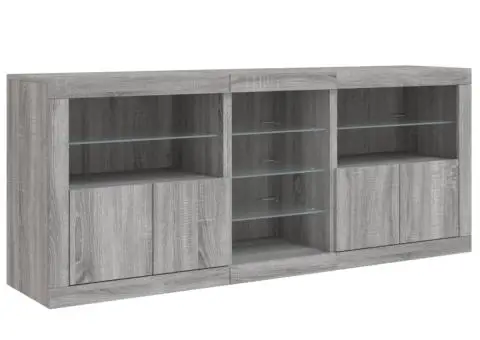 Servantă cu lumini LED, gri sonoma, 181,5x37x67 cm - 5/5