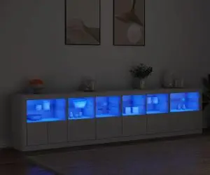 vidaXL Dulap cu lumini LED, alb, 283x37x67 cm