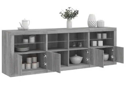 Dulap cu lumini LED, gri sonoma, 202x37x67 cm - 1/5