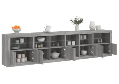 Dulap cu lumini LED, gri sonoma, 283x37x67 cm - 1/5