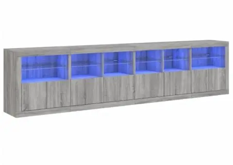 Dulap cu lumini LED, gri sonoma, 283x37x67 cm - 2/5