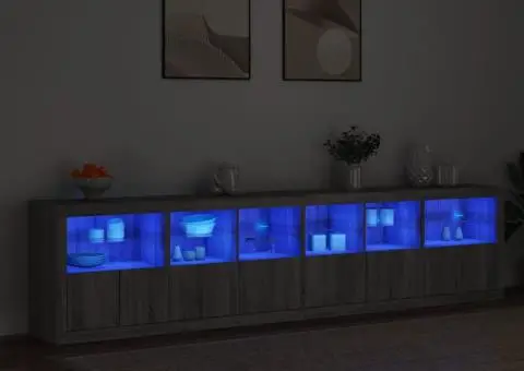 Dulap cu lumini LED, gri sonoma, 283x37x67 cm - 3/5