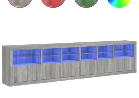 Dulap cu lumini LED, gri sonoma, 283x37x67 cm - 5/5