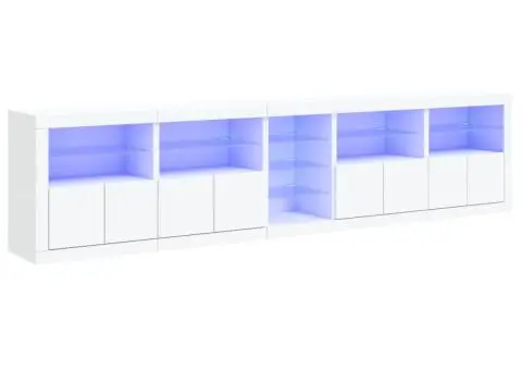 Dulap cu lumini LED, alb, 283x37x67 cm - 1/5