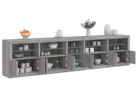 Dulap cu lumini LED, gri sonoma, 283x37x67 cm - 1/5
