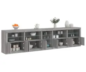 vidaXL Dulap cu lumini LED, gri sonoma, 283x37x67 cm