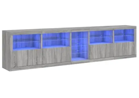 Dulap cu lumini LED, gri sonoma, 283x37x67 cm - 2/5