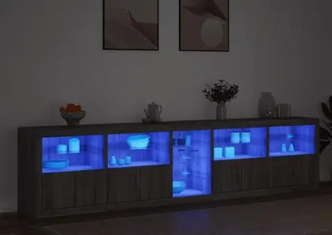 Dulap cu lumini LED, gri sonoma, 283x37x67 cm - 3/5