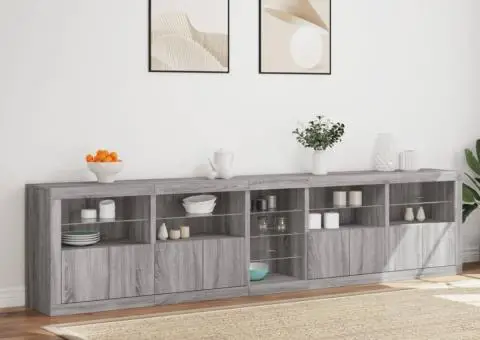 Dulap cu lumini LED, gri sonoma, 283x37x67 cm - 4/5