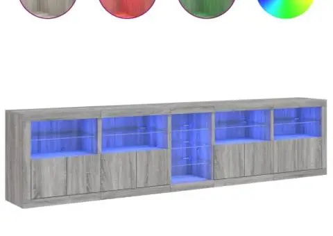 Dulap cu lumini LED, gri sonoma, 283x37x67 cm - 5/5