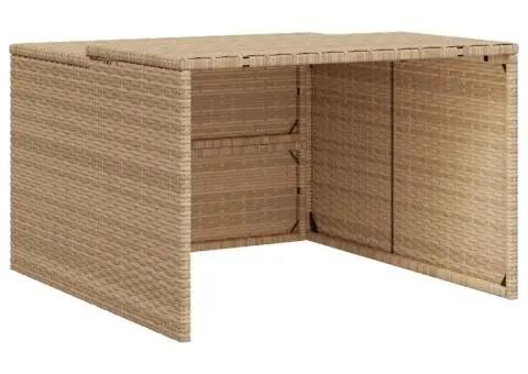 Garaj pentru mașina de tuns iarba, bej 86x90x52/57 cm poliratan - 2/5