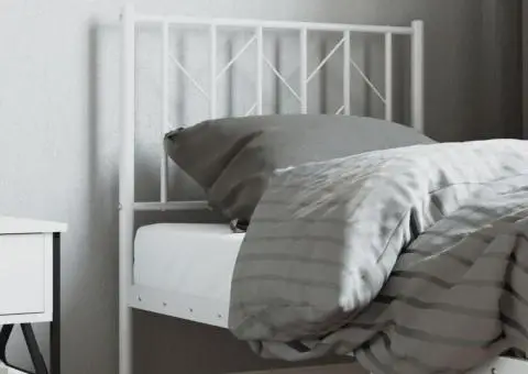 Tăblie de pat metalică, alb, 75 cm - 3/5