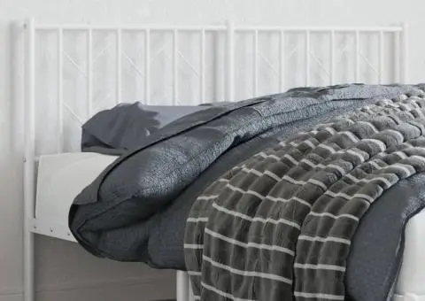 Tăblie de pat metalică, alb, 140 cm - 1/5