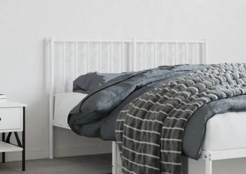 Tăblie de pat metalică, alb, 140 cm - 3/5