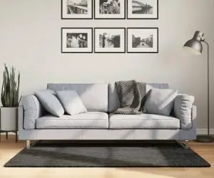 vidaXL Covor ISTAN, cu fire înalte, aspect lucios, antracit, 80x150 cm