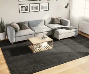 Covor ISTAN, cu fire înalte, aspect lucios, antracit, 240x340cm
