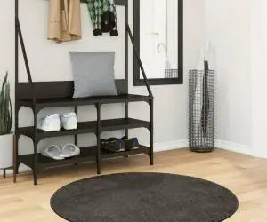 vidaXL Covor ISTAN, cu fire înalte, aspect lucios, antracit, Ø 100 cm