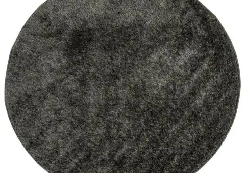 Covor ISTAN, cu fire înalte, aspect lucios, antracit, Ø 100 cm - 2/5