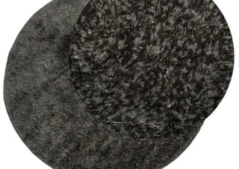 Covor ISTAN, cu fire înalte, aspect lucios, antracit, Ø 100 cm - 3/5