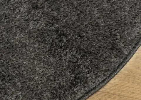 Covor ISTAN, cu fire înalte, aspect lucios, antracit, Ø 100 cm - 4/5