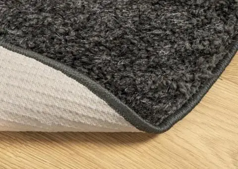 Covor ISTAN, cu fire înalte, aspect lucios, antracit, Ø 100 cm - 5/5