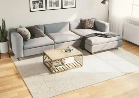 Covor ISTAN, cu fire înalte, aspect lucios, crem, 200x280 cm - 1/5