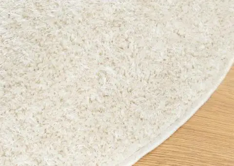 Covor ISTAN, cu fire înalte, aspect lucios, crem, Ø 200 cm - 4/5