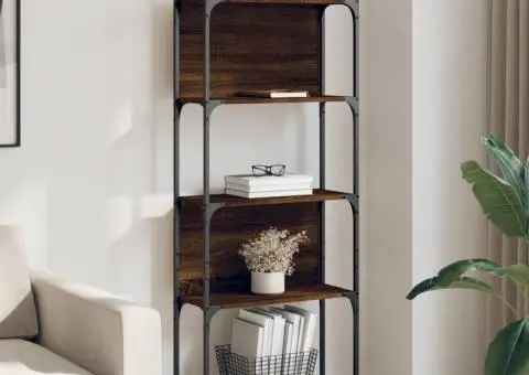 Bibliotecă 5 niveluri, stejar maro, 60,5x24x166,5 cm - 1/5