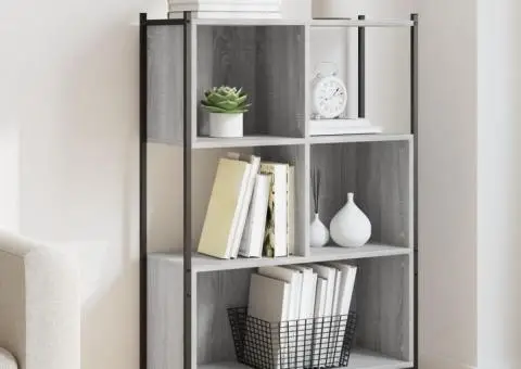 Bibliotecă, gri sonoma, 72x28x109 cm, lemn prelucrat - 1/5