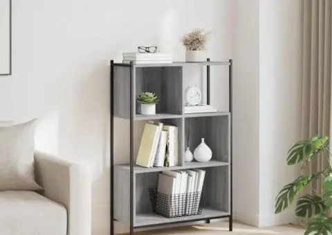 Bibliotecă, gri sonoma, 72x28x109 cm, lemn prelucrat - 3/5