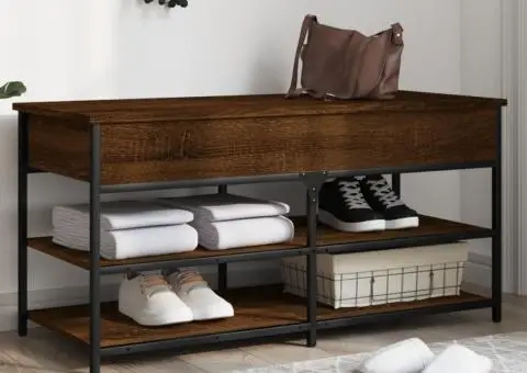 Bancă de pantofi, stejar maro, 100x42,5x50 cm, lemn prelucrat - 1/5