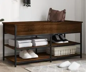 vidaXL Bancă de pantofi, stejar maro, 100x42,5x50 cm, lemn prelucrat