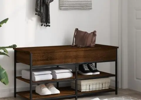 Bancă de pantofi, stejar maro, 100x42,5x50 cm, lemn prelucrat - 3/5