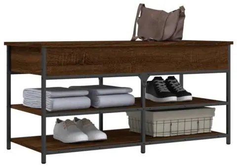 Bancă de pantofi, stejar maro, 100x42,5x50 cm, lemn prelucrat - 4/5