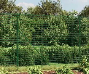 vidaXL Gard plasă de sârmă cu țăruși de fixare, verde, 2,2x10 m
