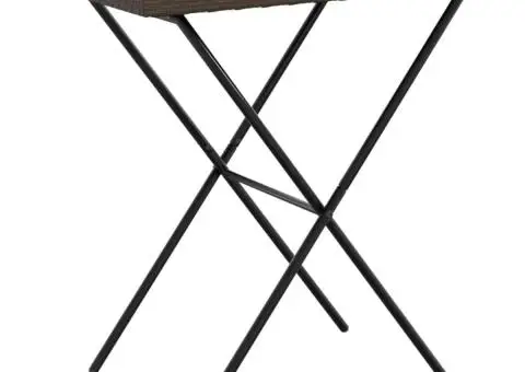 Masă pliabilă cu tavă, maro, 65x40x75 cm, poliratan - 2/5