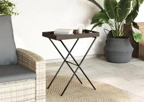 Masă pliabilă cu tavă, maro, 65x40x75 cm, poliratan - 3/5