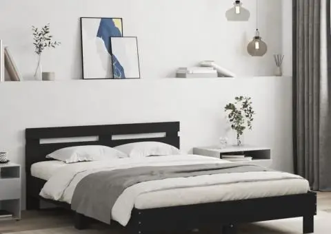 Cadru de pat cu LED fără saltea Negru 150x200 cm - 1/5