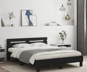 vidaXL Cadru de pat cu LED fără saltea Negru 150x200 cm