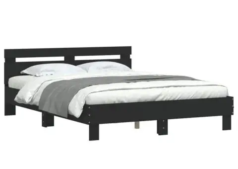 Cadru de pat cu LED fără saltea Negru 150x200 cm - 3/5